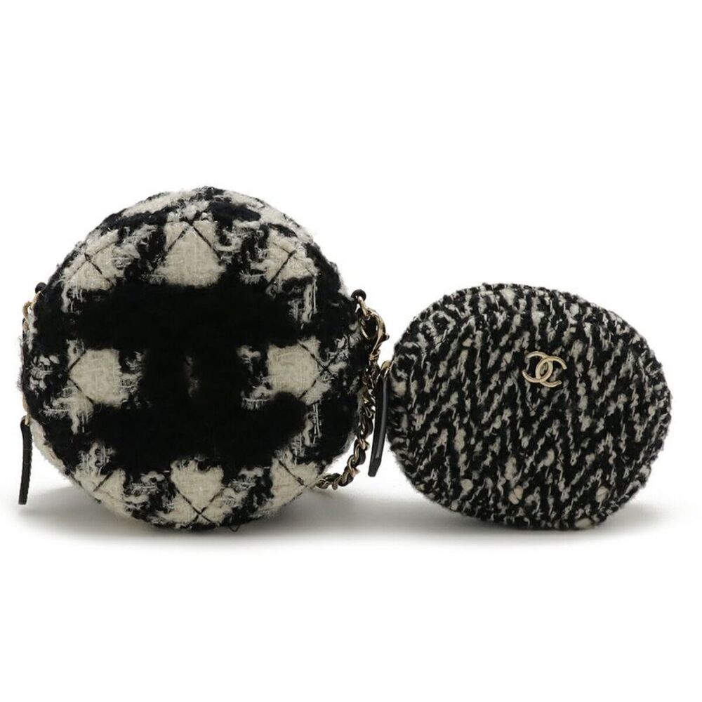 Chanel Tweed Round Chain Shoulder Bag
